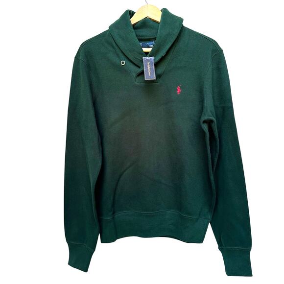 Polo Ralph Lauren Green Shawl Collar Pullover Sweatshirt Men’s Small NWT - Picture 1 of 6